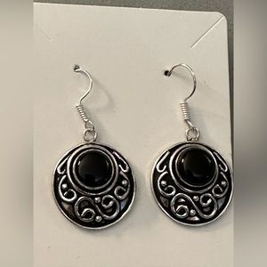 Black Onyx Earrings in Sterling Silver
